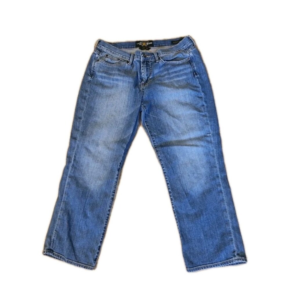 Lucky Brand Sweet N Crop Jeans Women's 14 Medium Wash Stretch Denim size 14/32